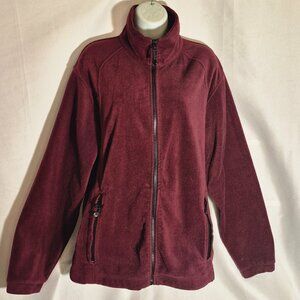 LANESBORO SPORT zippered Velour Jacket, Maroon & Black size Large